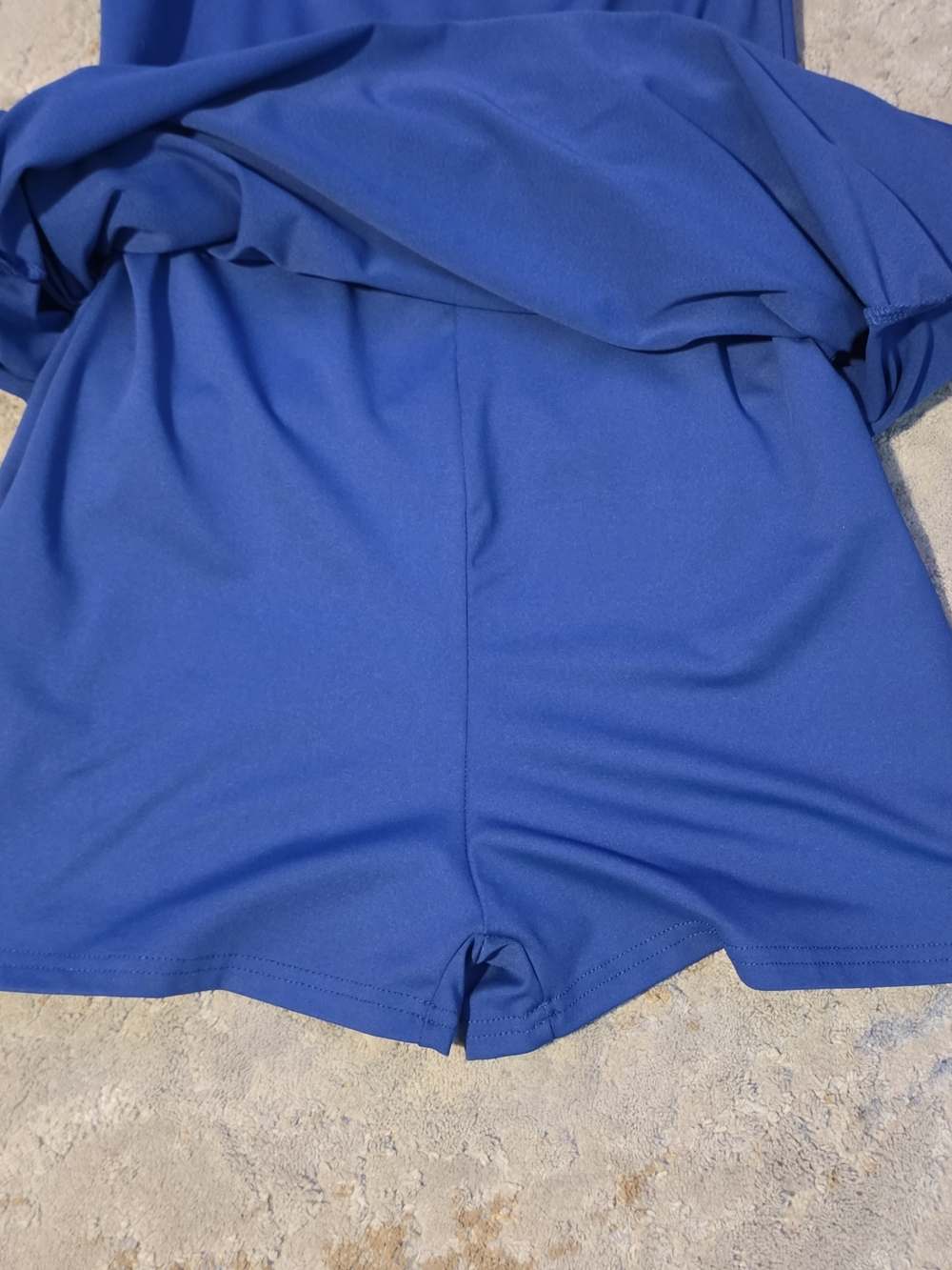 Deep Blue Sleeveless Dress With Built In Shorts - Picture 2 of 3
